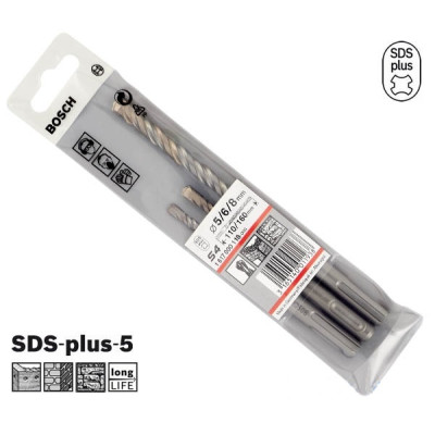 Набір свердл по бетону Bosch SDS-plus-5, 3 шт. ø5/6/8 мм (1617000118)