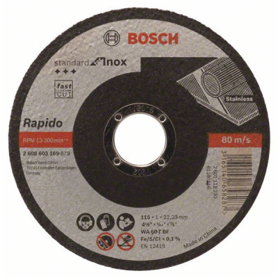 Коло відрізне Bosch Standard for Inox Rapido 115 х 1,0 мм (2608603169)