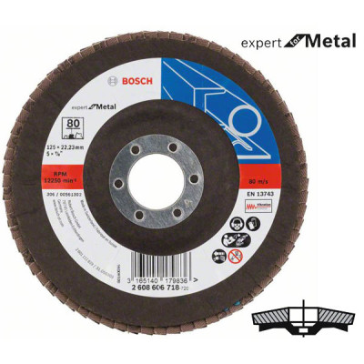 Коло шліфувальне пелюсткове, Bosch K80 125 мм, Expert for Metal (2608606718)