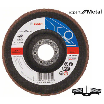 Коло шліфувальне пелюсткове, Bosch K120 125 мм, Expert for Metal (2608607347)