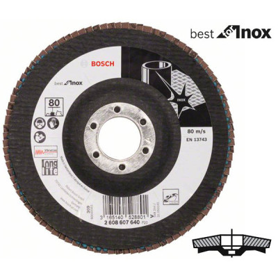 Коло шліфувальне пелюсткове, Bosch K80 125 мм, Best for Inox (2608607640)