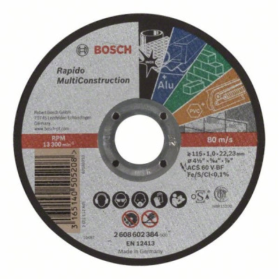 Відрізне коло Bosch (2608602384) Rapido Multi Construction 115 x 1 мм
