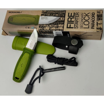 Ніж Morakniv Eldris 1.0 Colour Green (12633) + кресало, паракорд та застібка