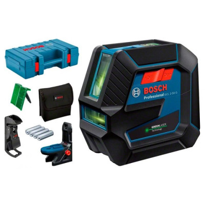 Лазерний нівелір Bosch Professional GCL 2-50 G у валізу + тримач RM 10 + затискач DK 10 (0601066M02)