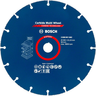Відрізний круг Expert carbide multi wheel для великих кутових шліфувальних машинок (230 мм) Bosch