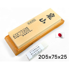 Японський точильний водний камінь 6000 grit 205x75x25 мм, ARASHIYAMA на дерев`яній основі + Nagura stone. HONMAMON