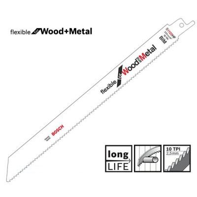 Пильне полотно Bosch S 1122 HF для шабельних пилок Flexible for Wood and Metal