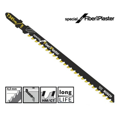 Пильные полотна для лобзика Bosch Т 341 HM Special for Fiber and Plaster