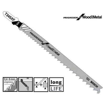 Пильные полотна для лобзика Bosch T 345 XF Progressor for Wood and Metal